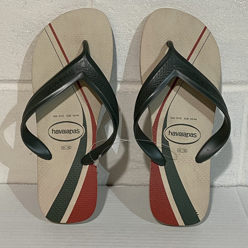 havaianas Top Max Basic FC Flip Flop Sandals US9/10 EU43/44 Beige Beach‎ NWT